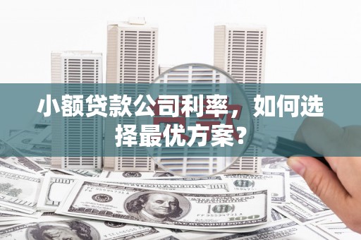 石台小额贷款公司利率，如何选择最优方案？