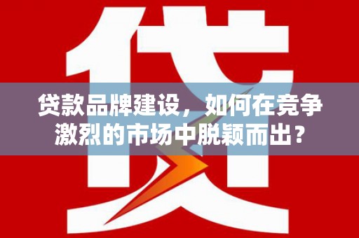 石台贷款品牌建设，如何在竞争激烈的市场中脱颖而出？